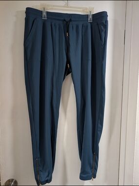 Zyia Active Women's Dark Teal Athletic Jogger Pants with Zip Ankles